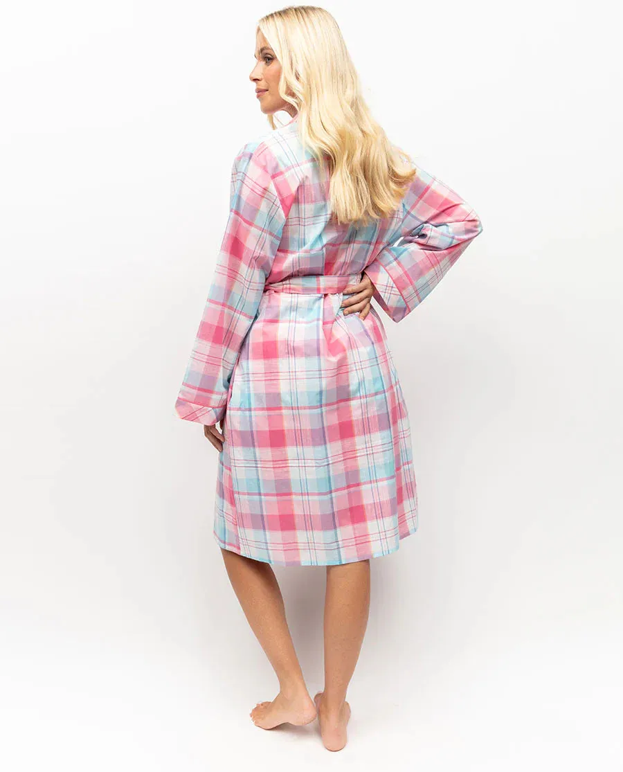 Cyberjammies Short Dressing Gown- Shelly- Check Print