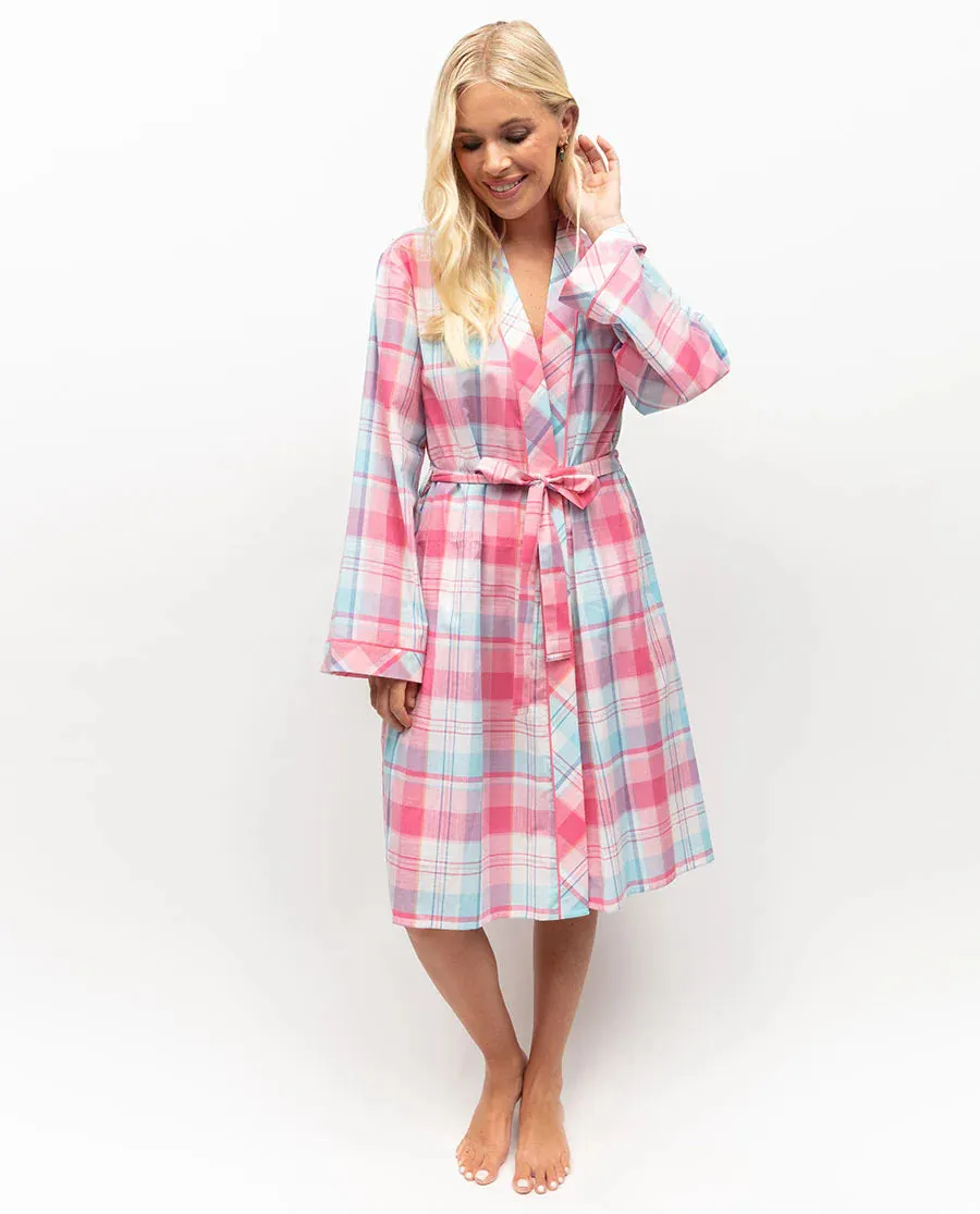 Cyberjammies Short Dressing Gown- Shelly- Check Print