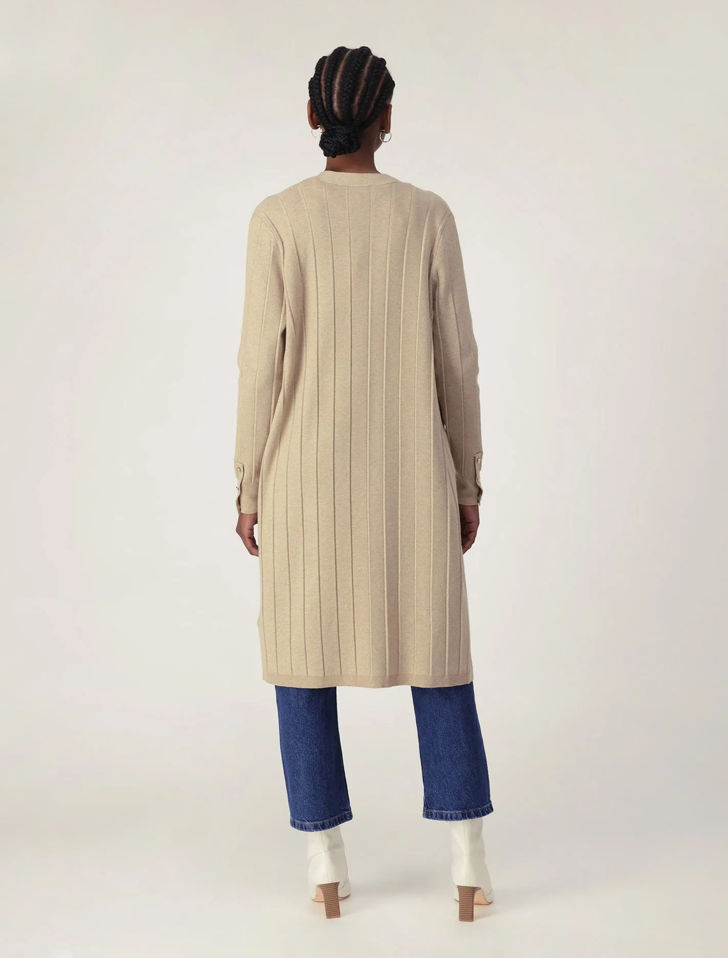 Daphne Long Line Ribbed Cardigan