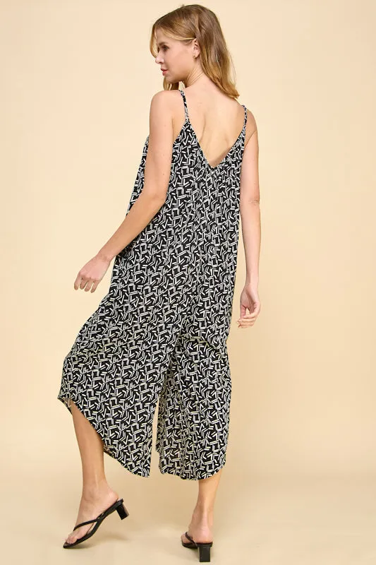 DASHED VEES LOOSE FIT JUMPSUIT