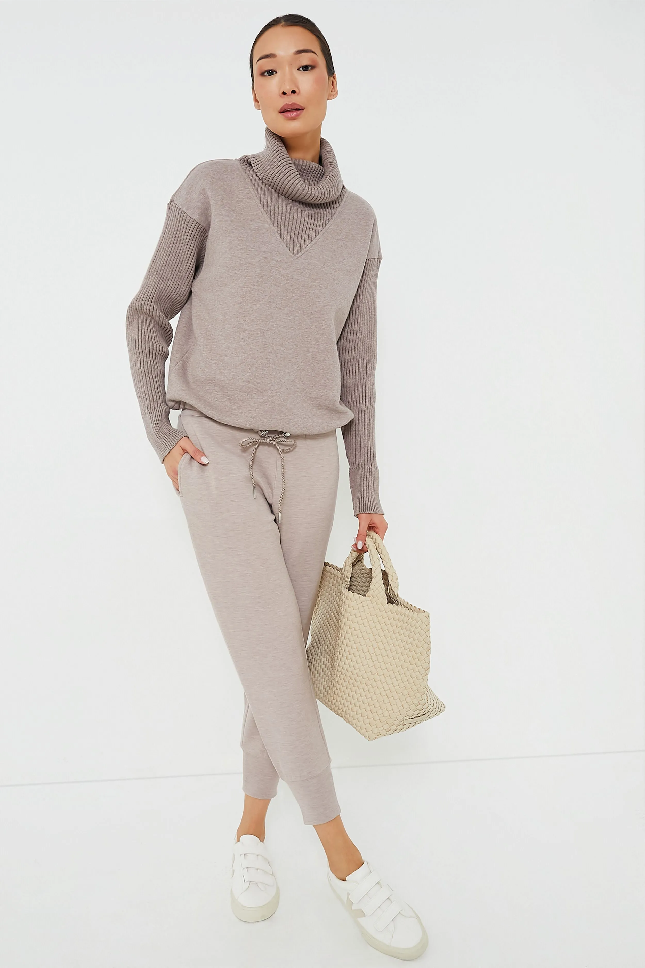 Deep Taupe Marl Ramsey Cowl Neck Sweat