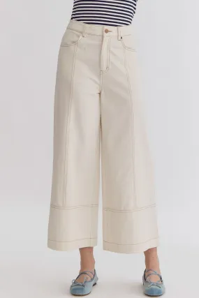 Denim High-Waisted Wide-Leg Pants