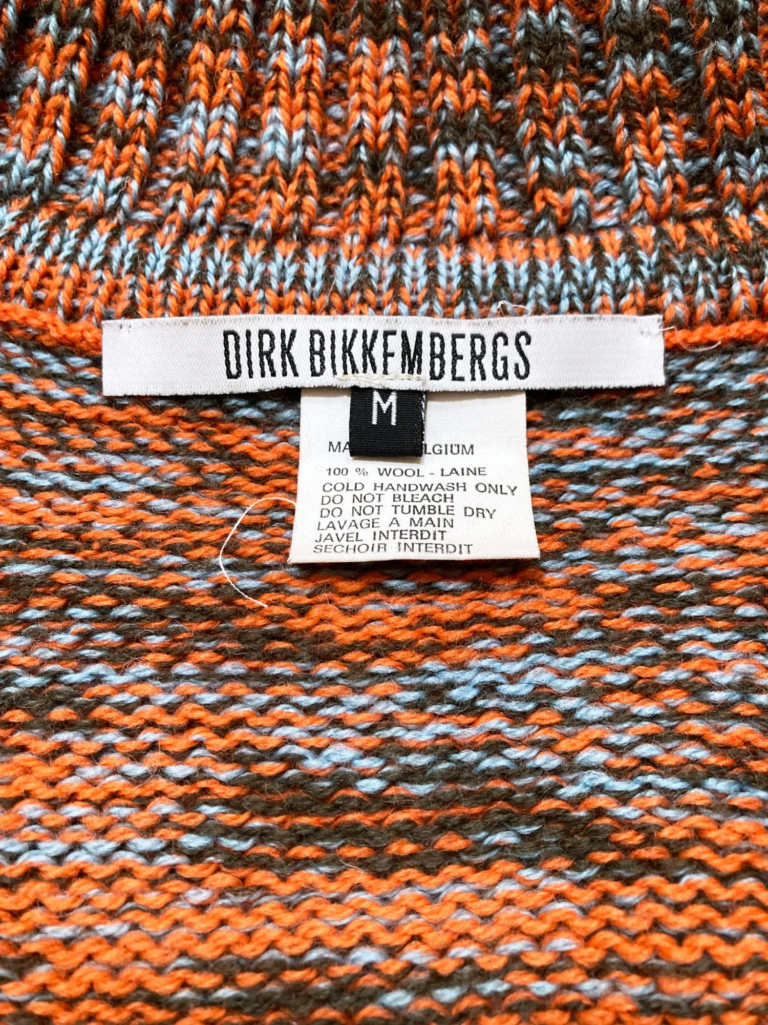 Dirk Bikkembergs winter 1996 orange wool marle detachable sleeve knit jacket M