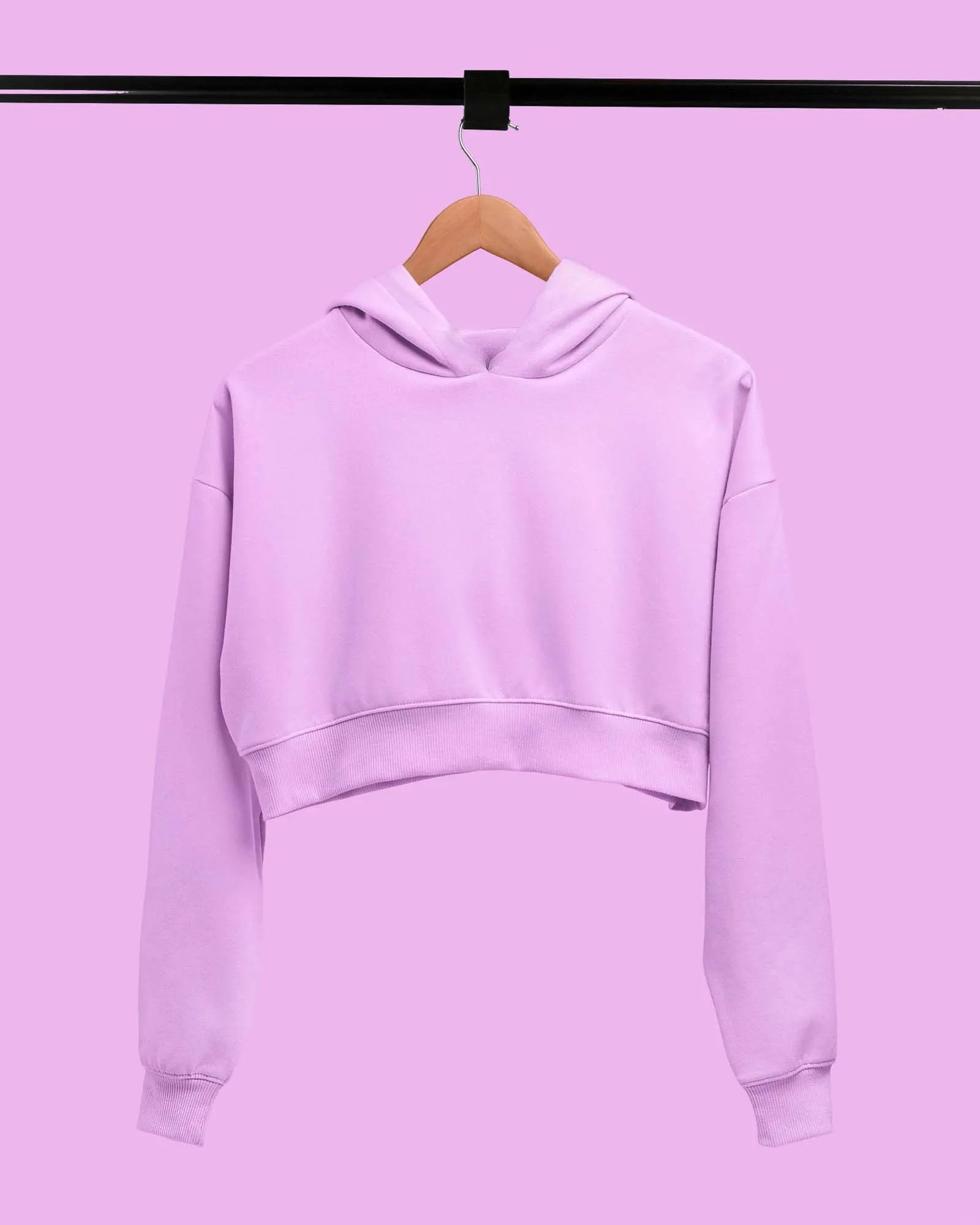 Drop Shoulder Crop Hoodie: Mauve Purple