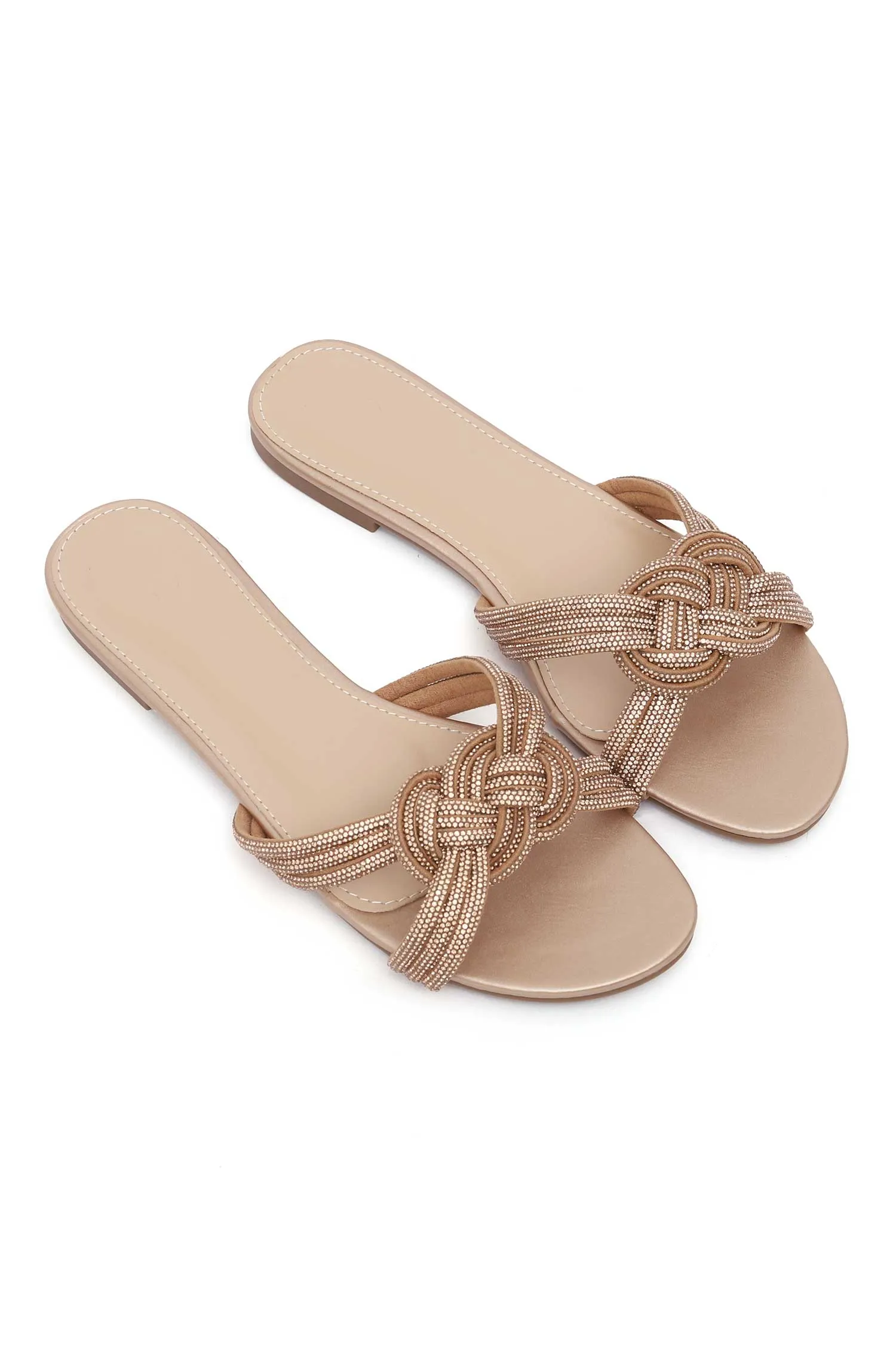 ELEGANT KNOT DESIGN SLIDES-CHAMPAGNE