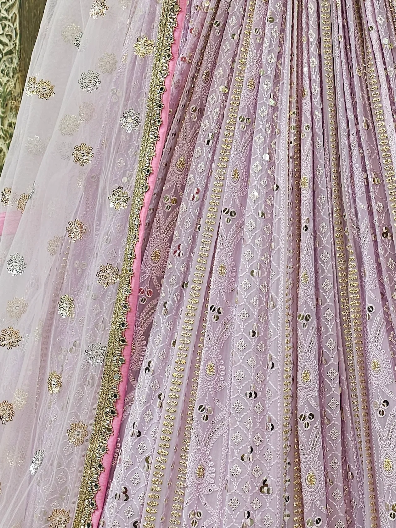 Elegant Pink Lehenga with Hand Embroidery