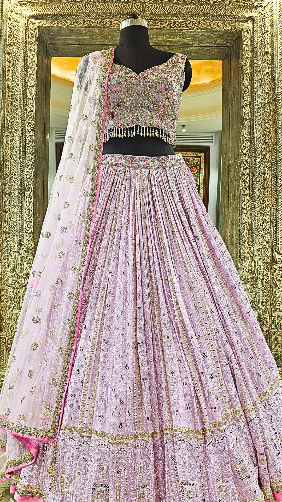 Elegant Pink Lehenga with Hand Embroidery