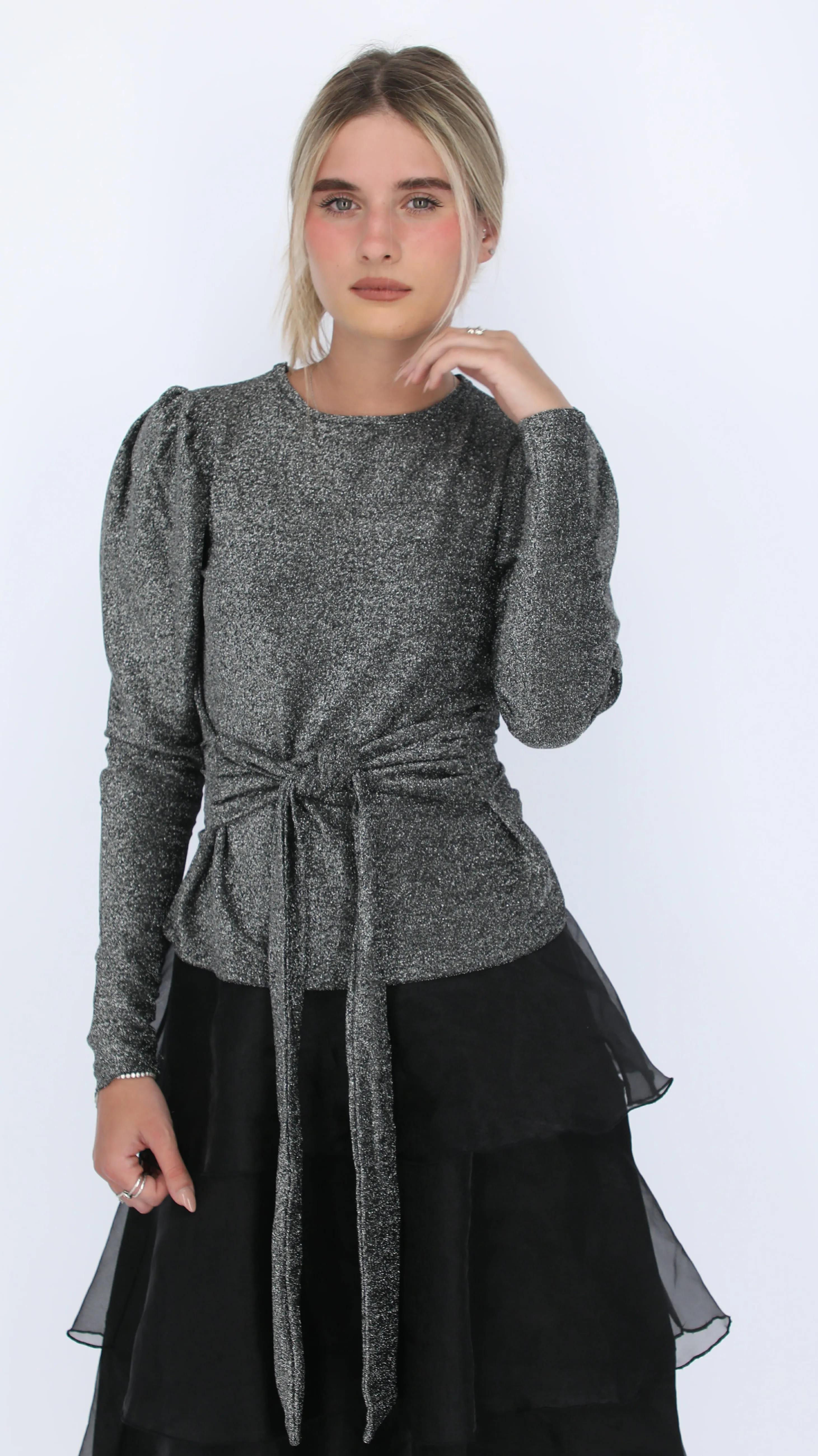 Elegant Puff Sleeve Shirt / Black