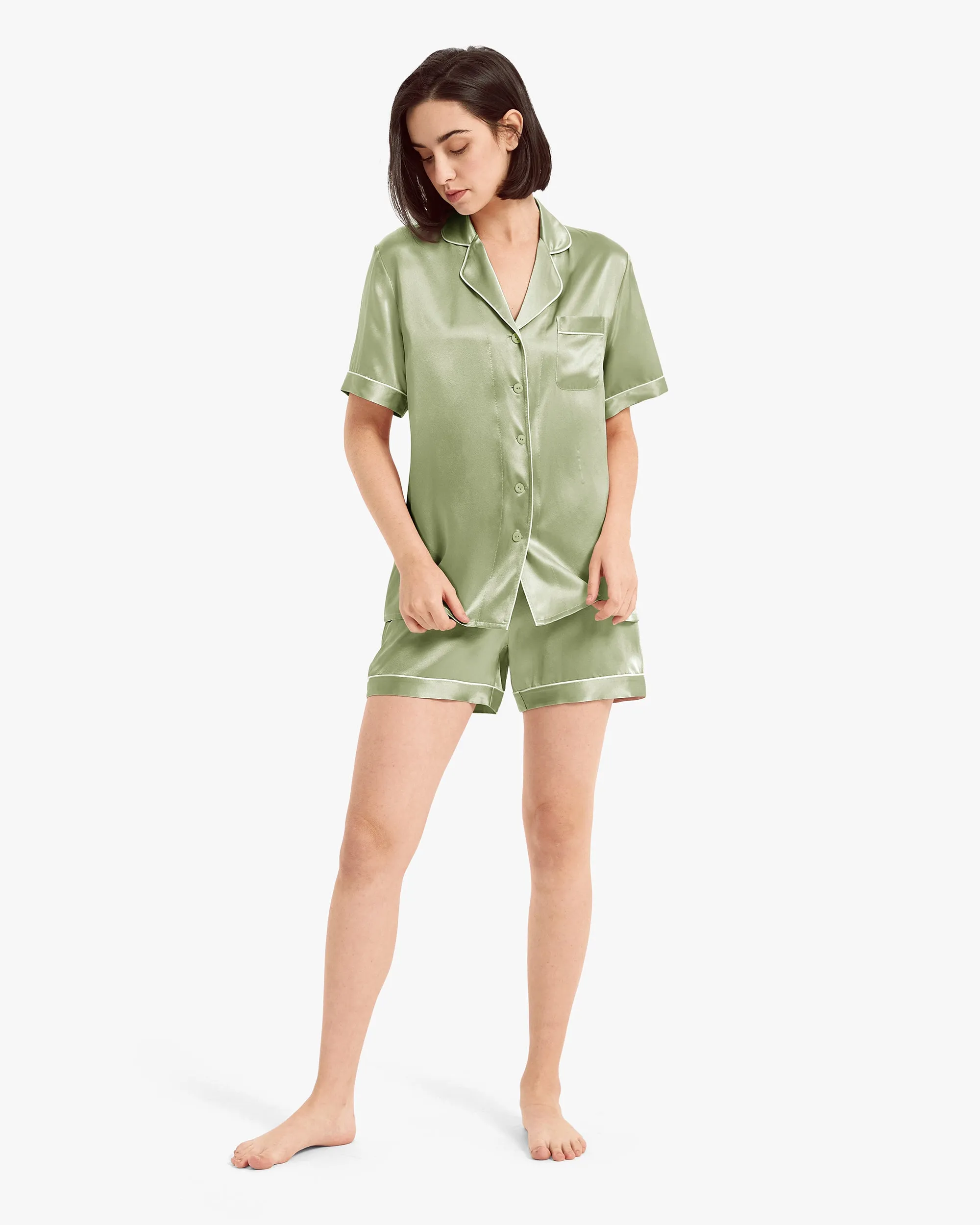 Elegant Silk Short Pajamas