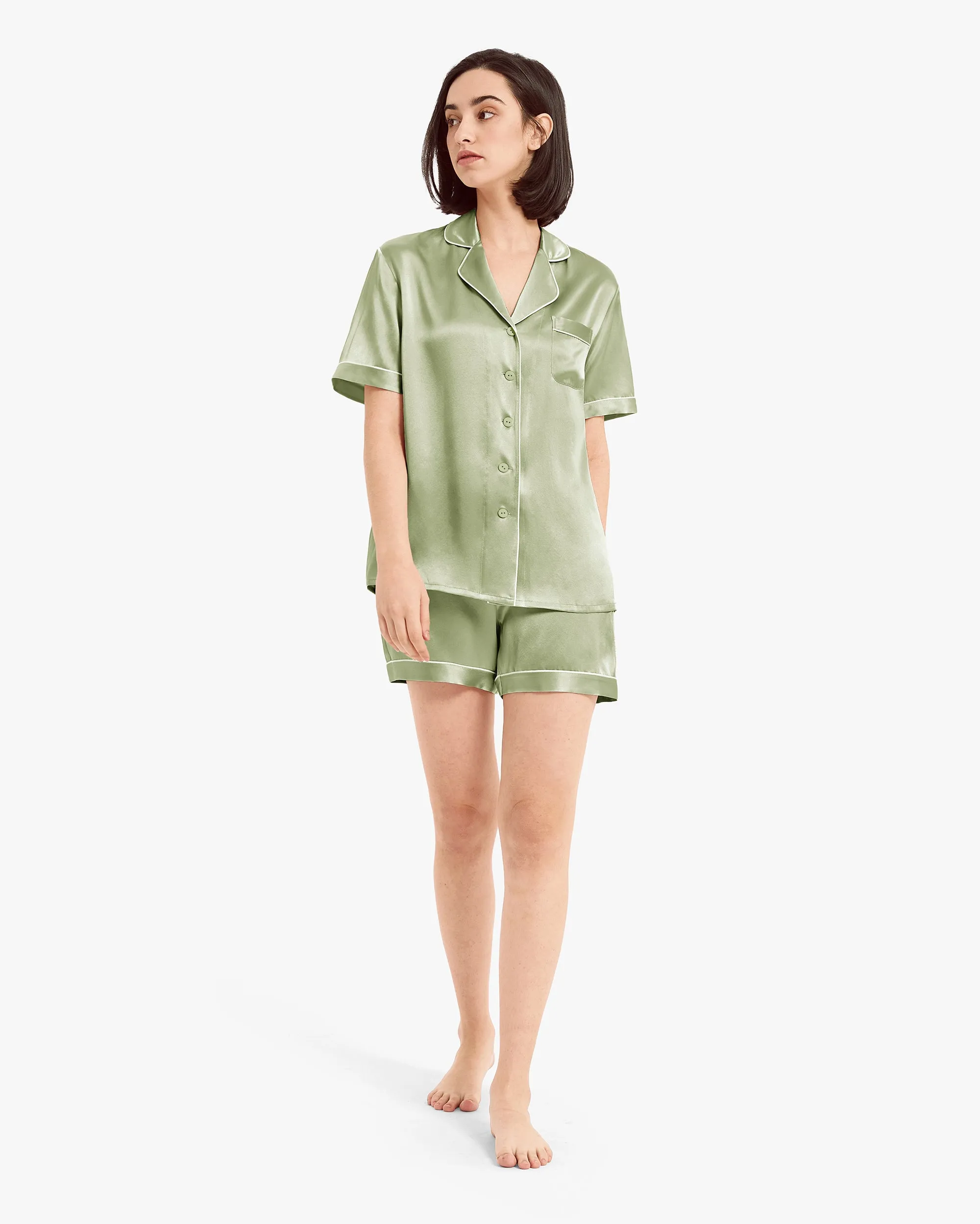 Elegant Silk Short Pajamas