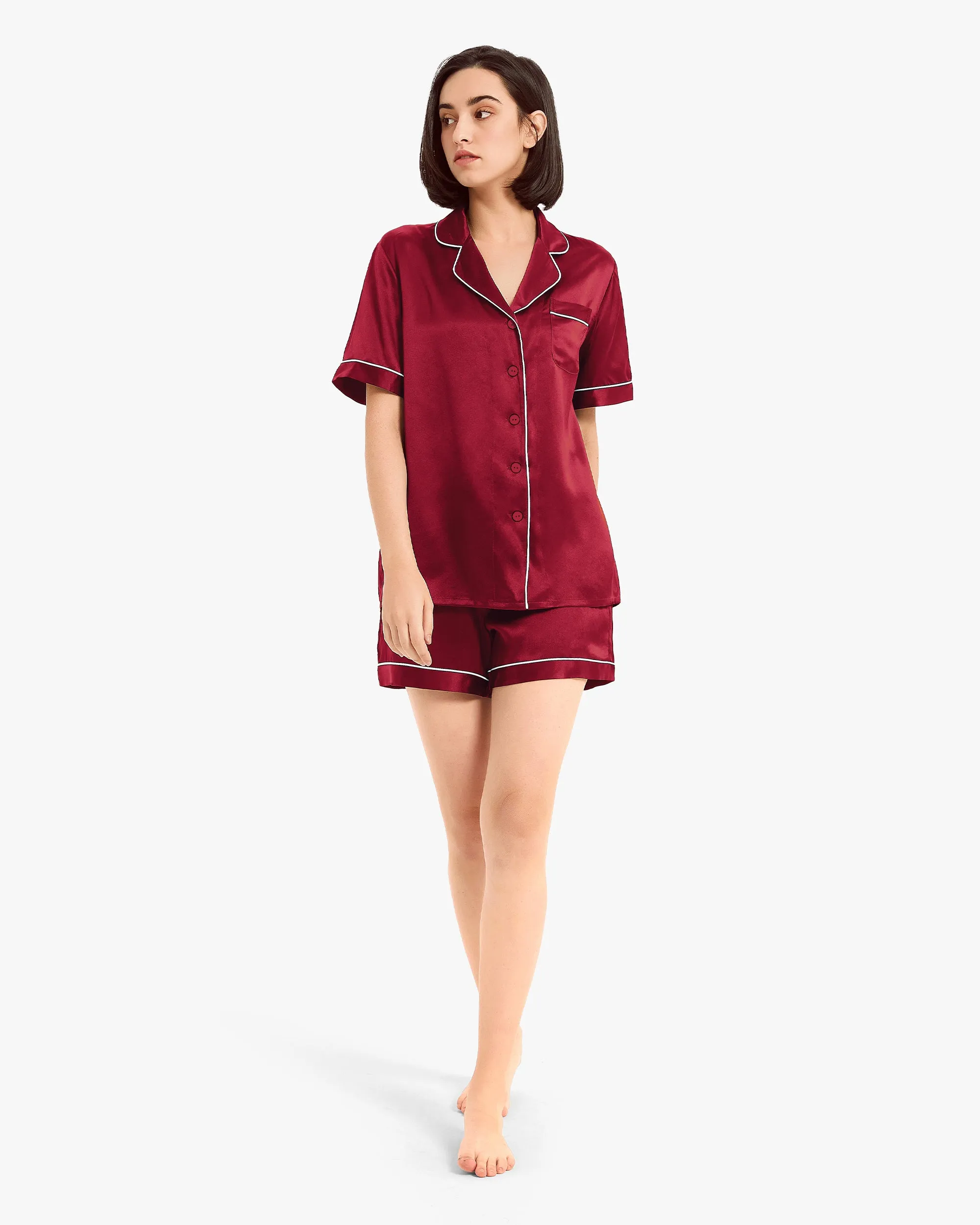 Elegant Silk Short Pajamas