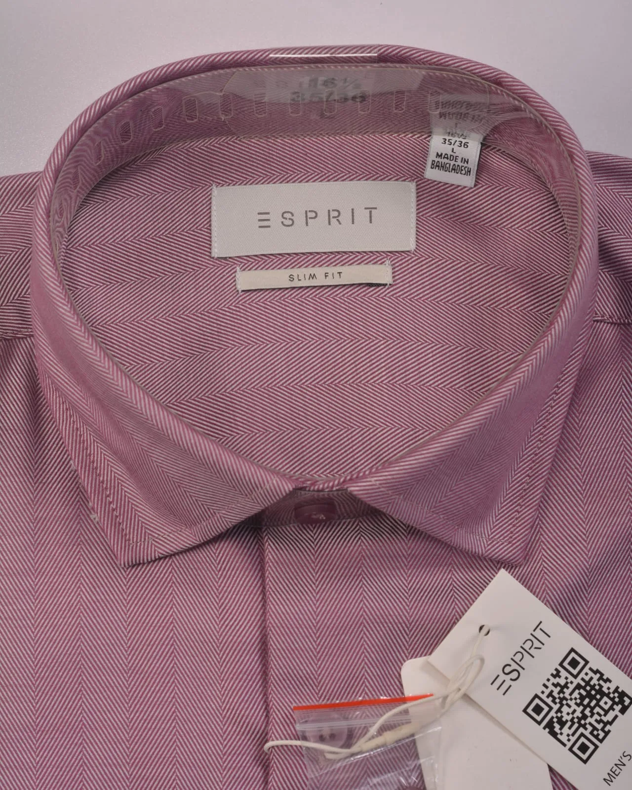 Esprit Slim fit, sustainable cotton shirt Light Maroon Tacher