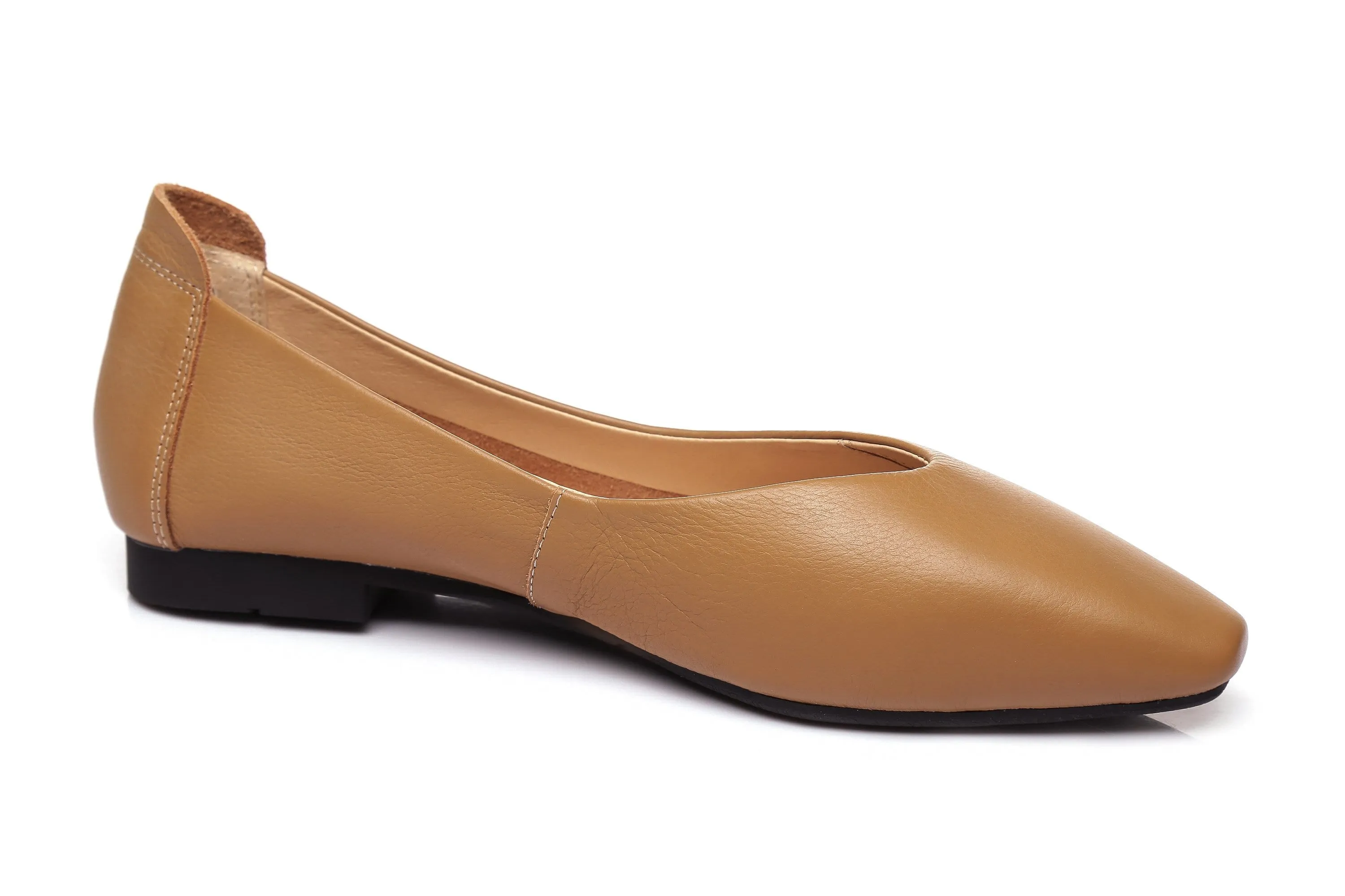 Everly Leather Pointed Toe Ballet Flats