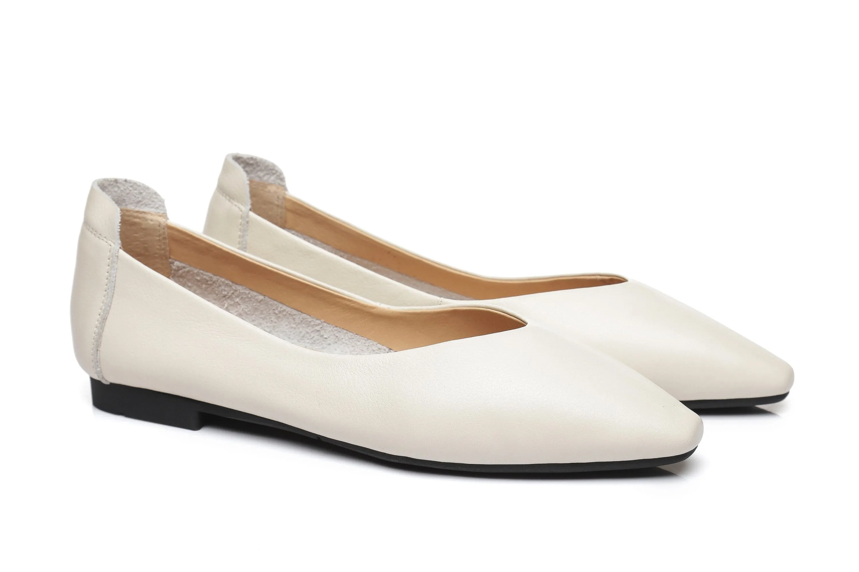 Everly Leather Pointed Toe Ballet Flats