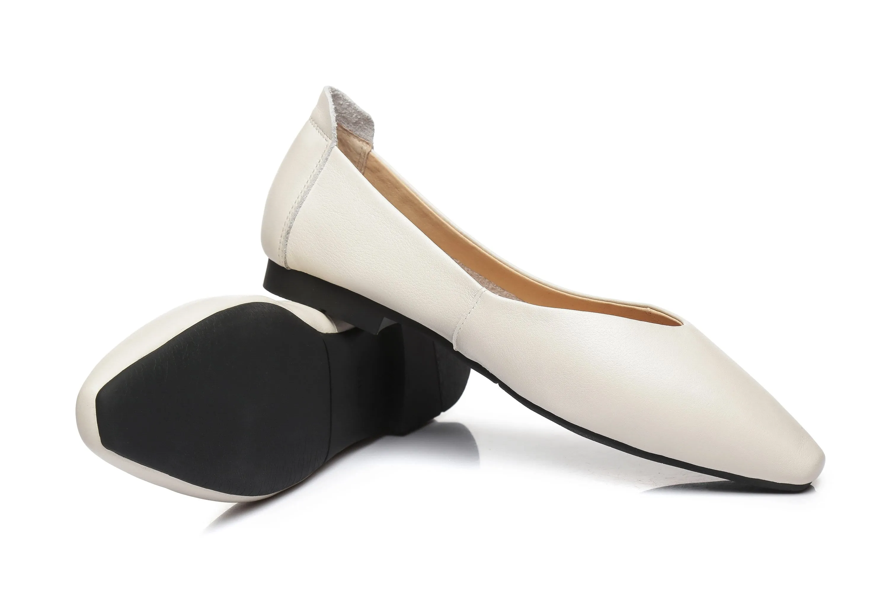 Everly Leather Pointed Toe Ballet Flats