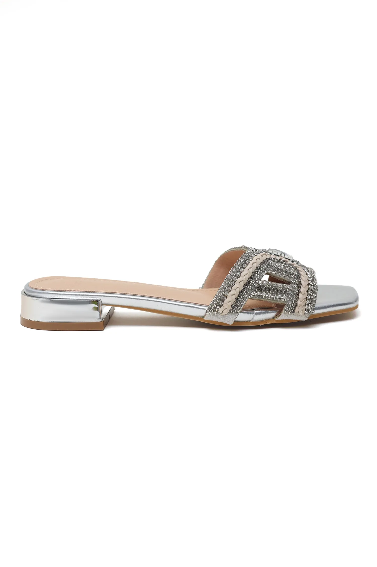 EXQUISITE GEM-EMBELLISHED SLIDES-SILVER