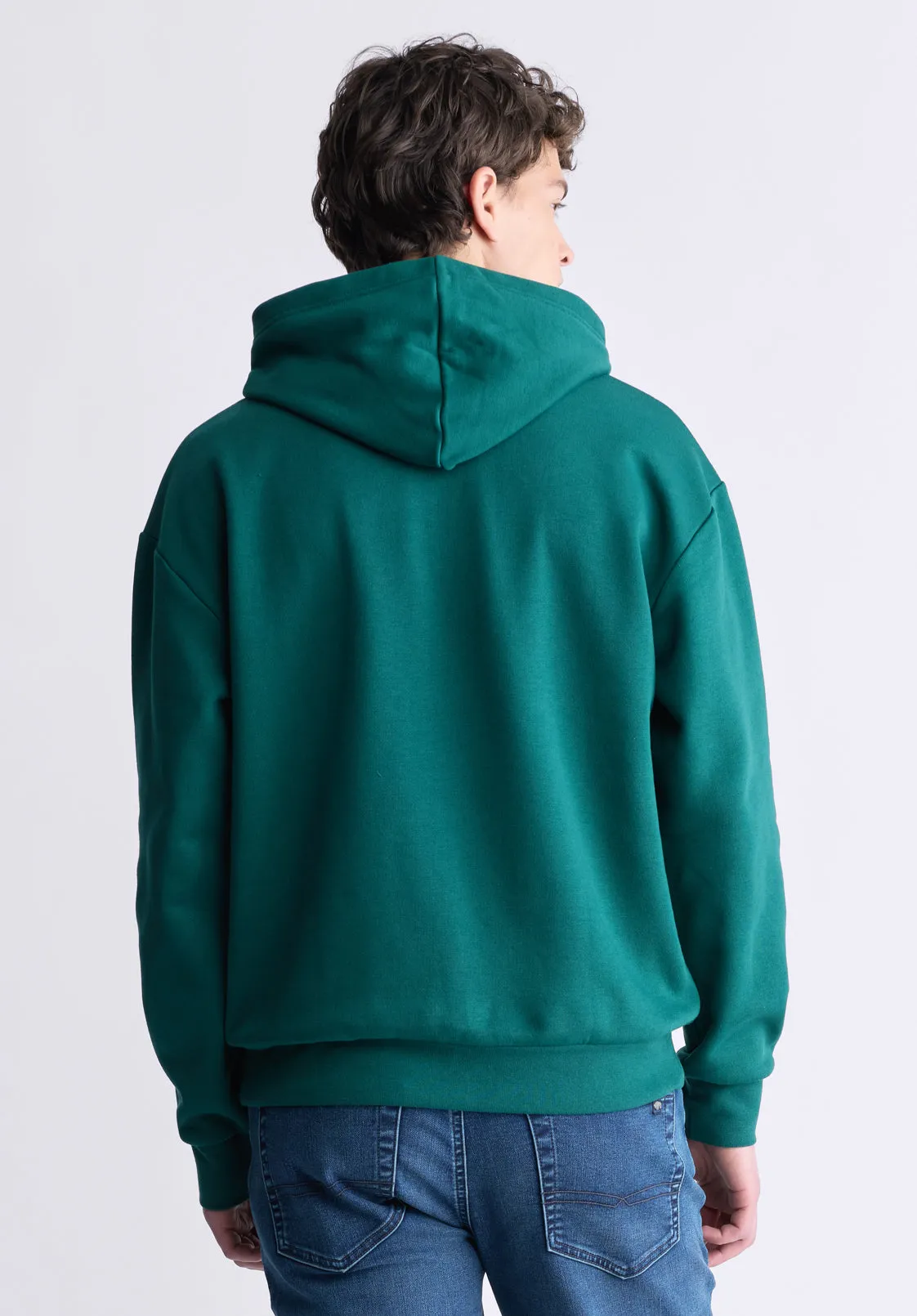 Fabio Men's Hooded Sweatshirt with Chest Pocket, Forest Green - BM24393