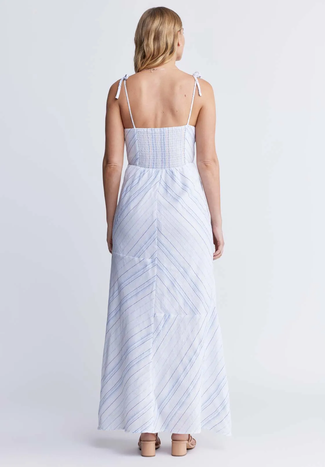 Floriane Women’s Striped Maxi Dress in White & Blue - WD0045P