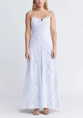 Floriane Women’s Striped Maxi Dress in White & Blue - WD0045P