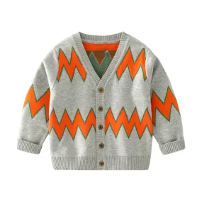 Full Sleeve Button Through Boys Cardigan, Grey