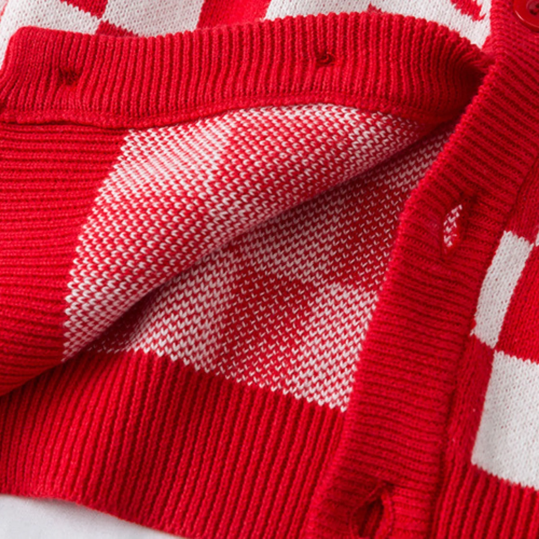 Full Sleeve Craft Patttern Plaid  Girls Cardigan, Red