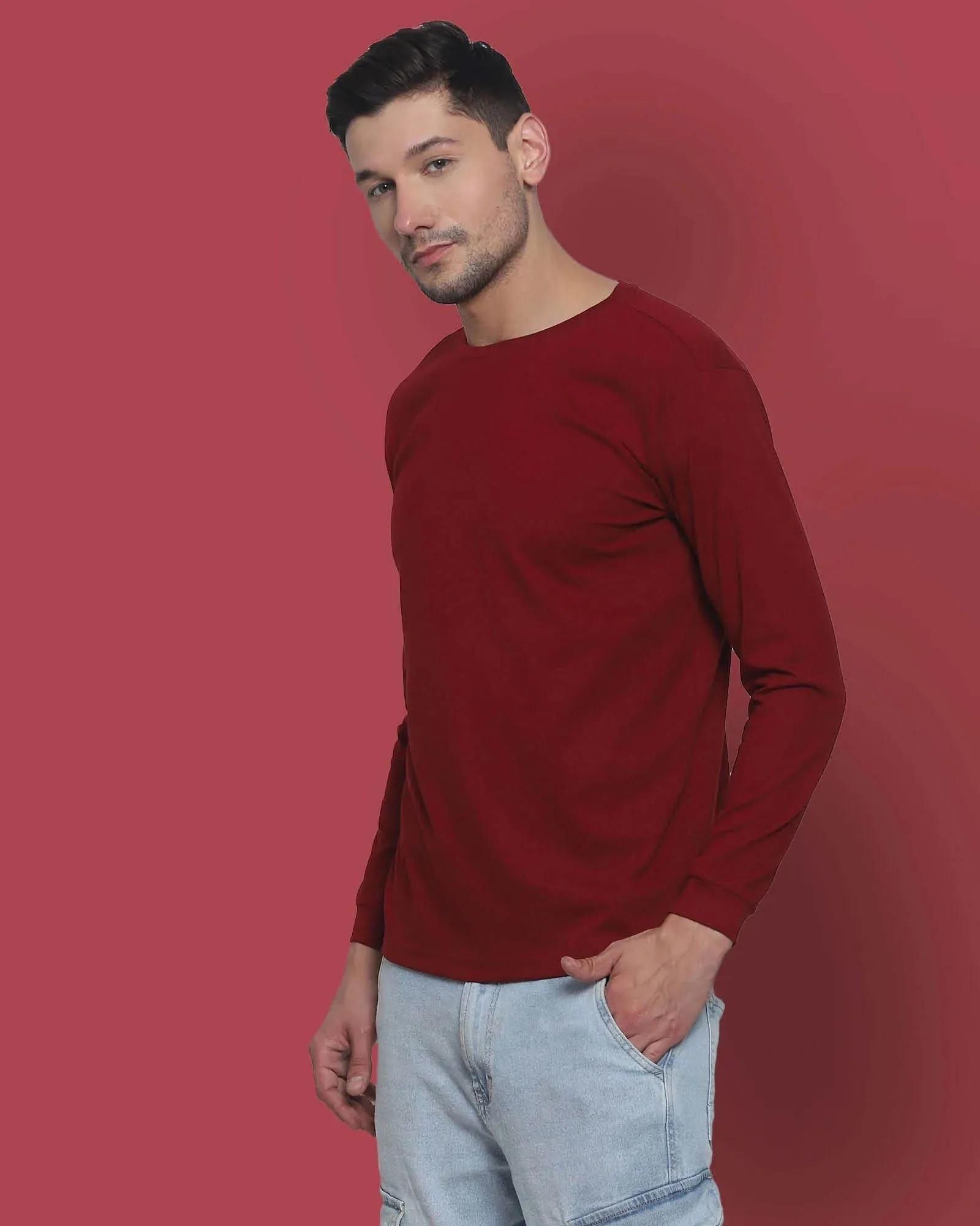 Full Sleeves Crew Neck: Maroon