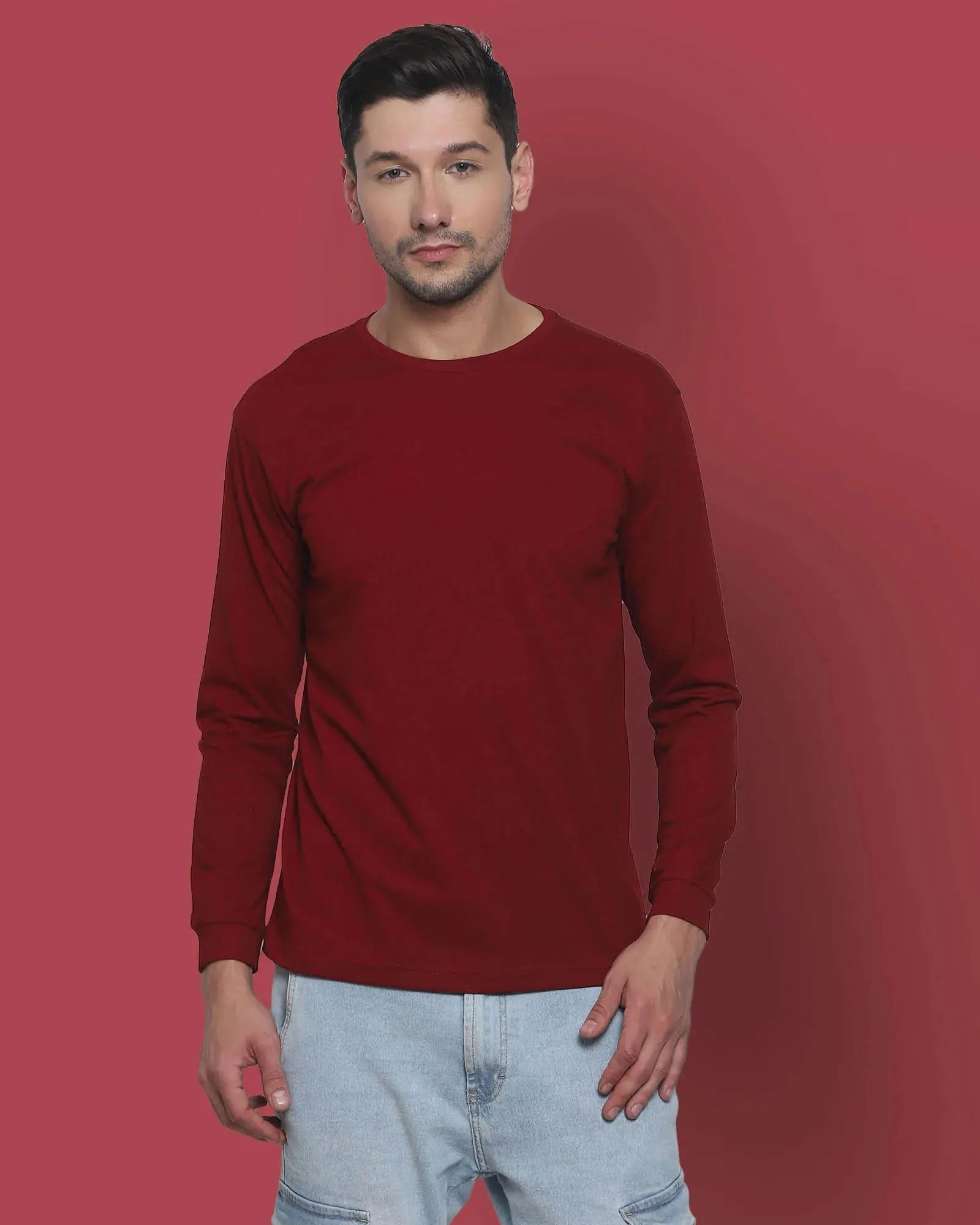 Full Sleeves Crew Neck: Maroon