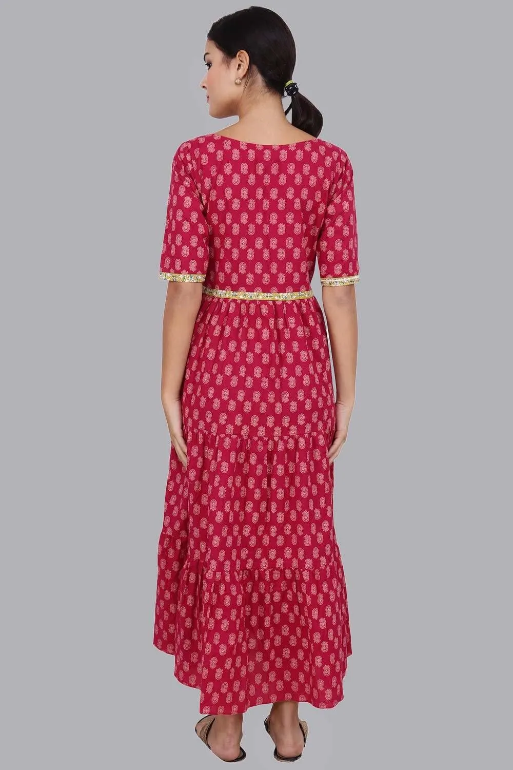 Fuschia Tiered Maxi Dress For Women