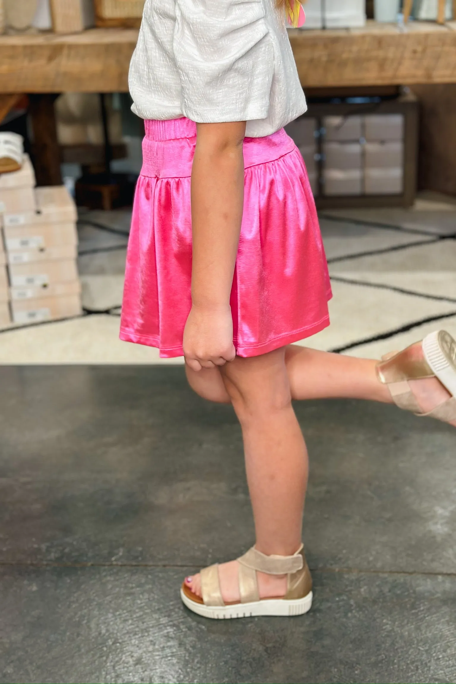 Girls Pink Metallic Skirt