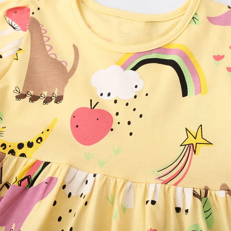 Girls Rainbow & Unicorn Pattern Short Sleeve Dress