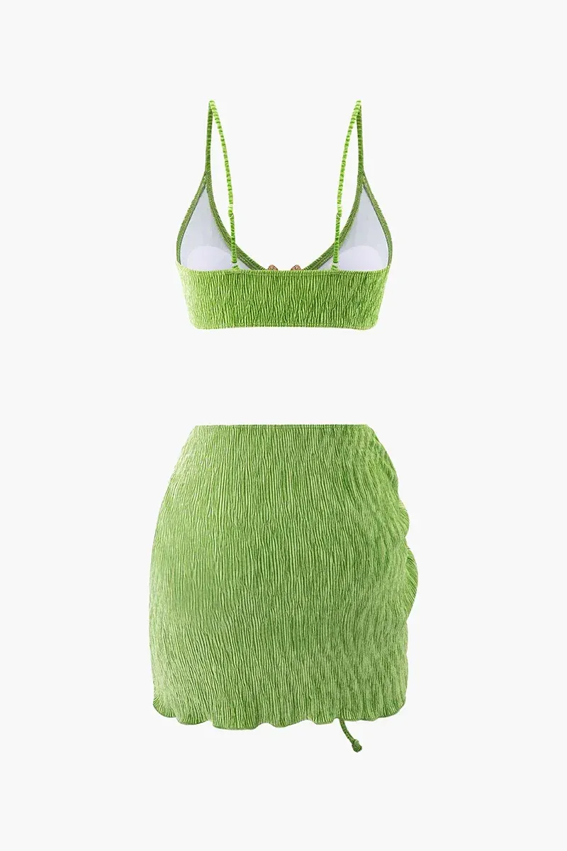 Green Velvet Skirt Set