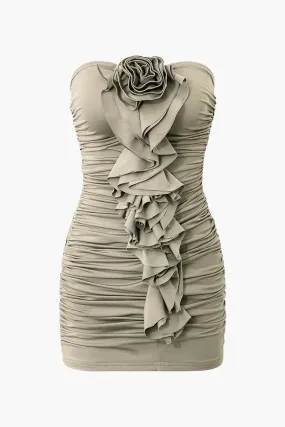 Grey Floral Applique Dress