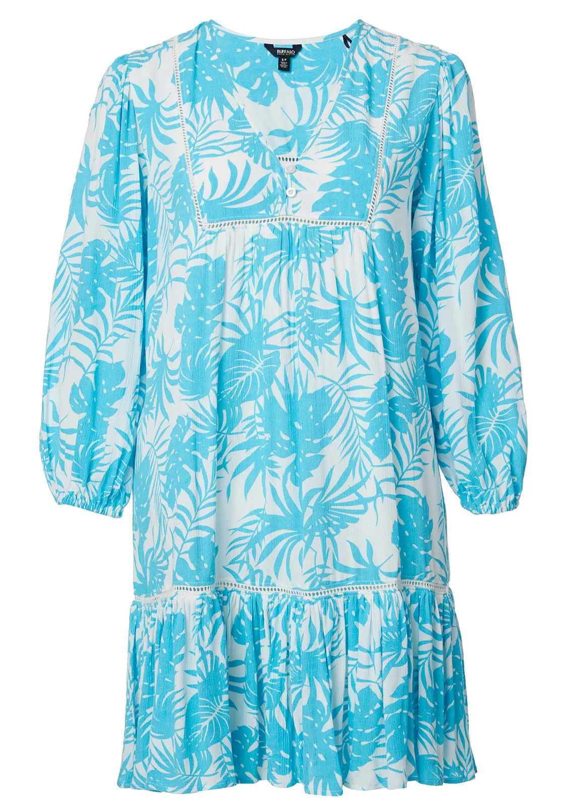 Haven Women's Drop Hem Dress in Blue Tropical Print - WD0684P