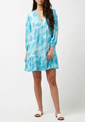 Haven Women's Drop Hem Dress in Blue Tropical Print - WD0684P