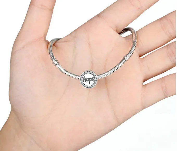 Hope Crystal Eternity Circle Halo Charm 925 Sterling Silver