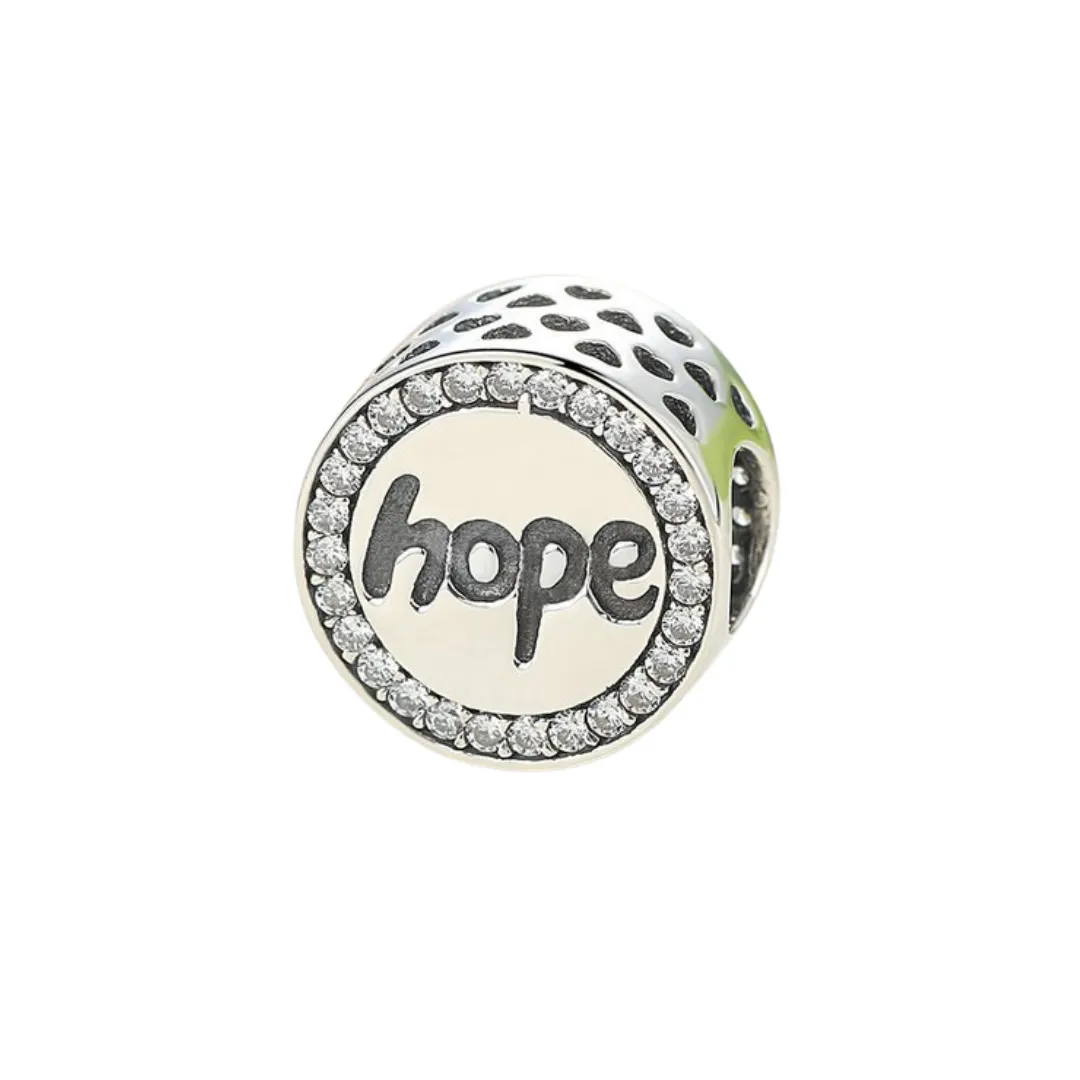 Hope Crystal Eternity Circle Halo Charm 925 Sterling Silver