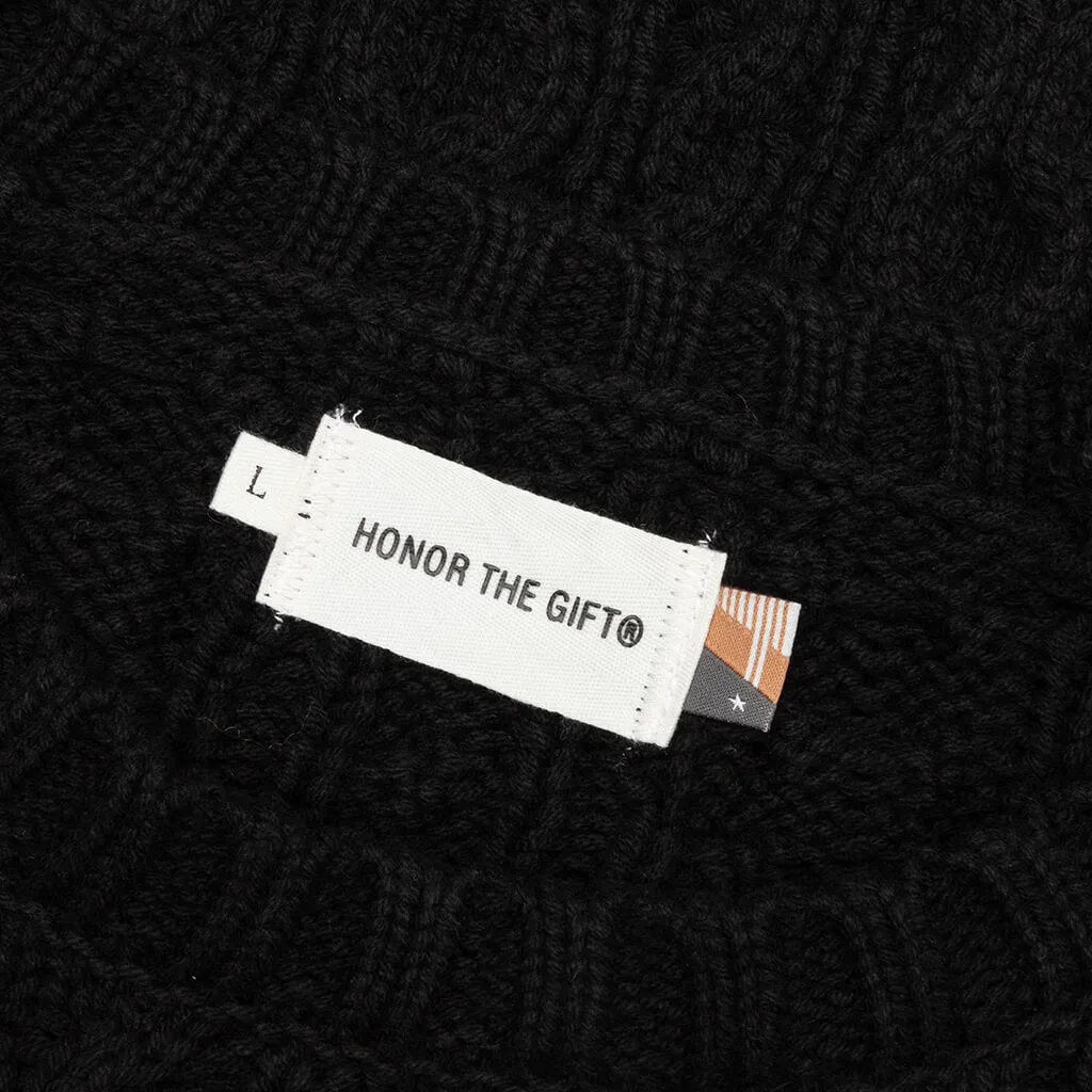 HTG Cable Knit Jumper Sweater - Black