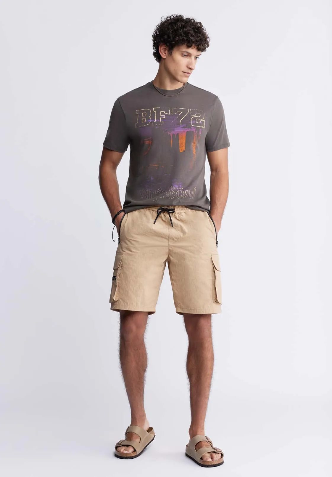 Hult Men’s Drawstring Shorts in Tan - BM24342