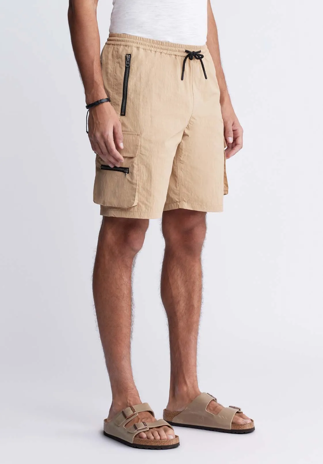 Hult Men’s Drawstring Shorts in Tan - BM24342