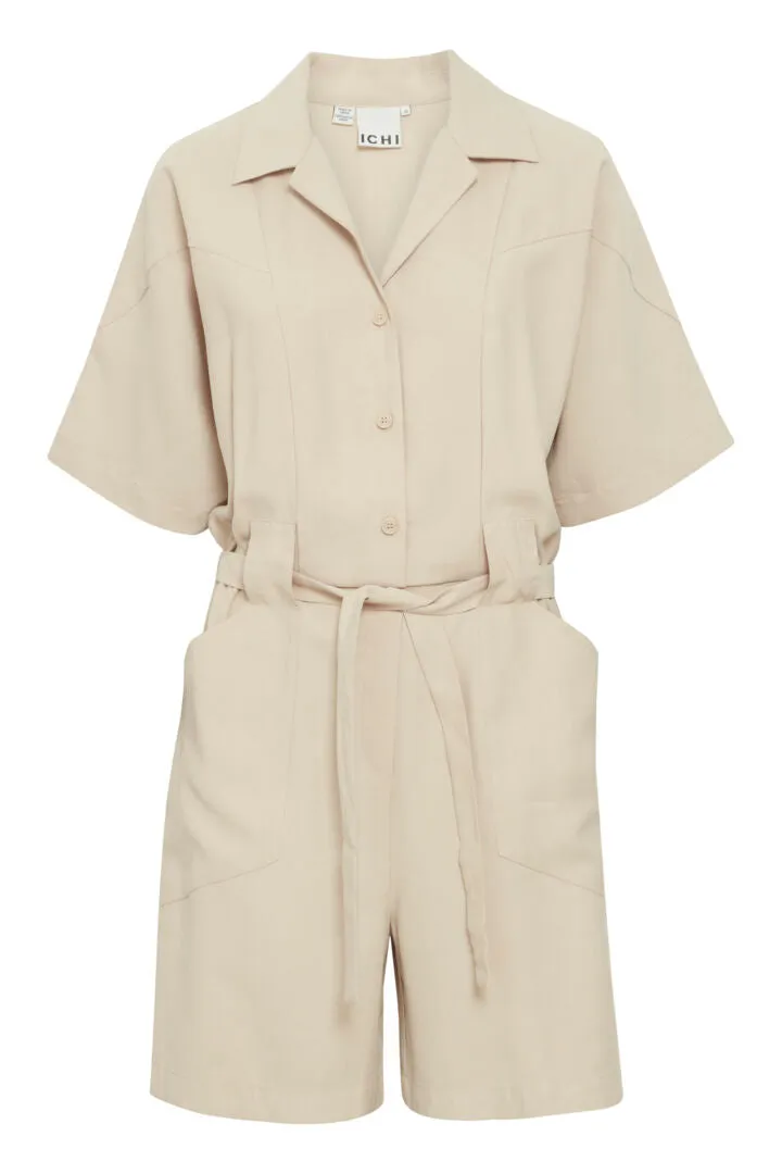 Ichi Rivaly Shorts Jumpsuit-Oxford Tan-20121212