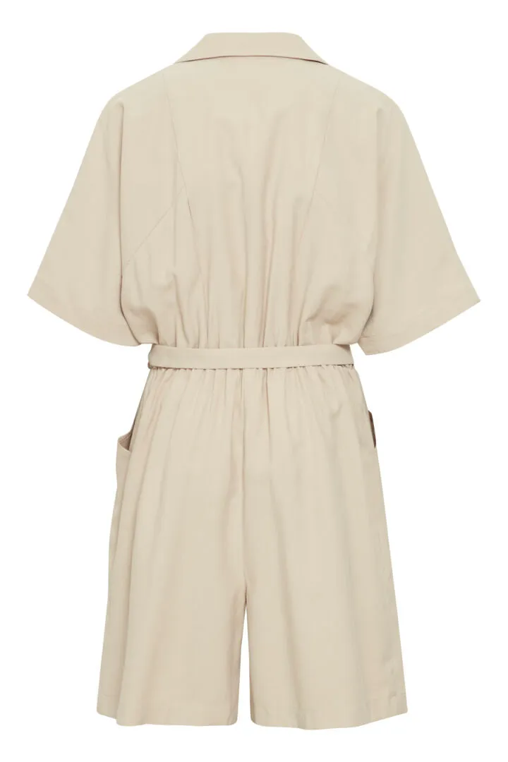 Ichi Rivaly Shorts Jumpsuit-Oxford Tan-20121212