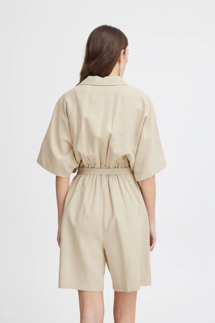 Ichi Rivaly Shorts Jumpsuit-Oxford Tan-20121212