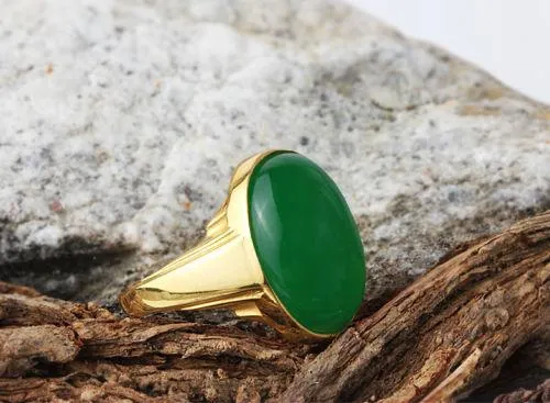 Jade in SOLID 10K YELLOW GOLD Natural Gemstone Vintage Ring