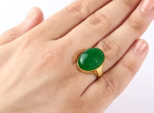 Jade in SOLID 10K YELLOW GOLD Natural Gemstone Vintage Ring