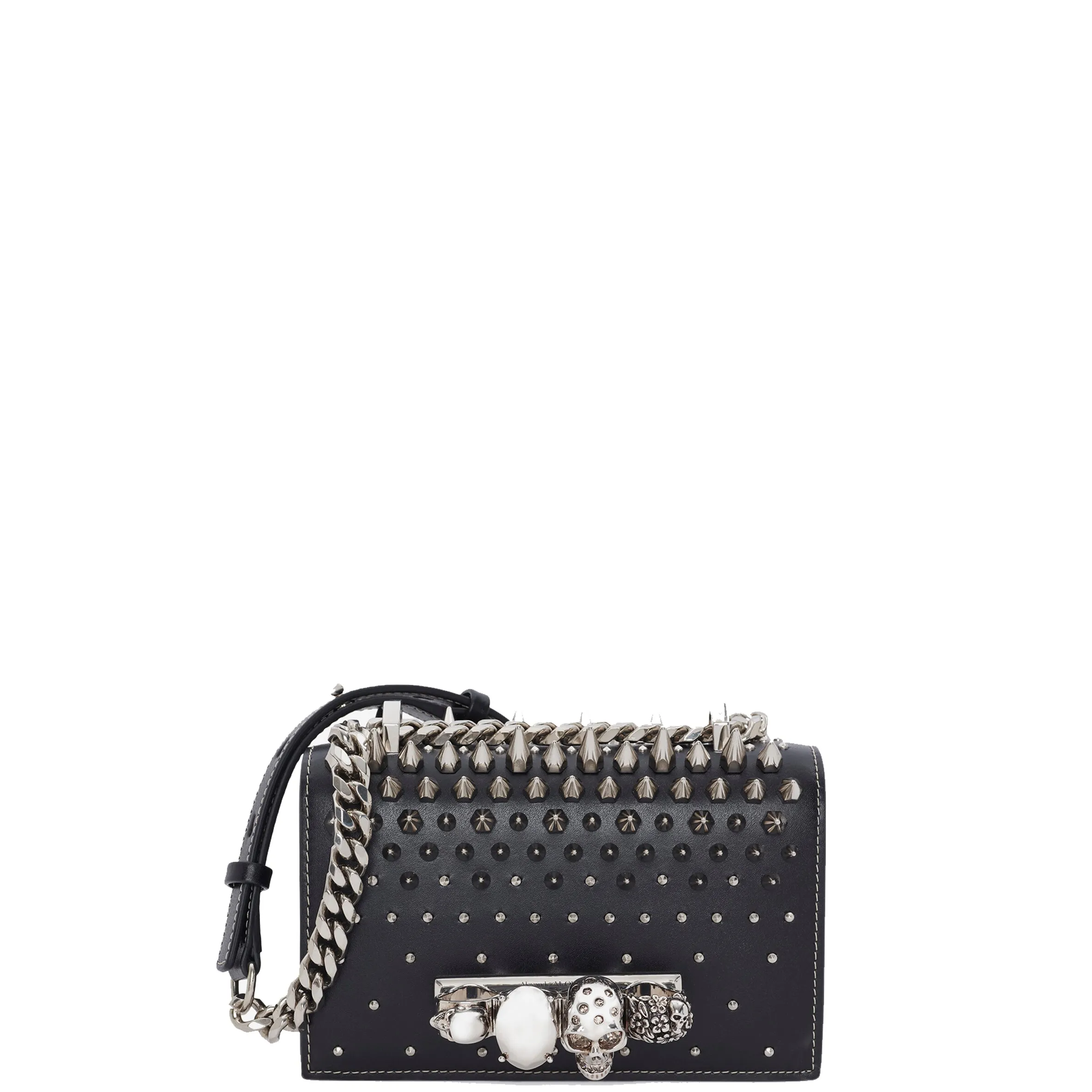 Jewelled Knuckle Satchel Mini, Black