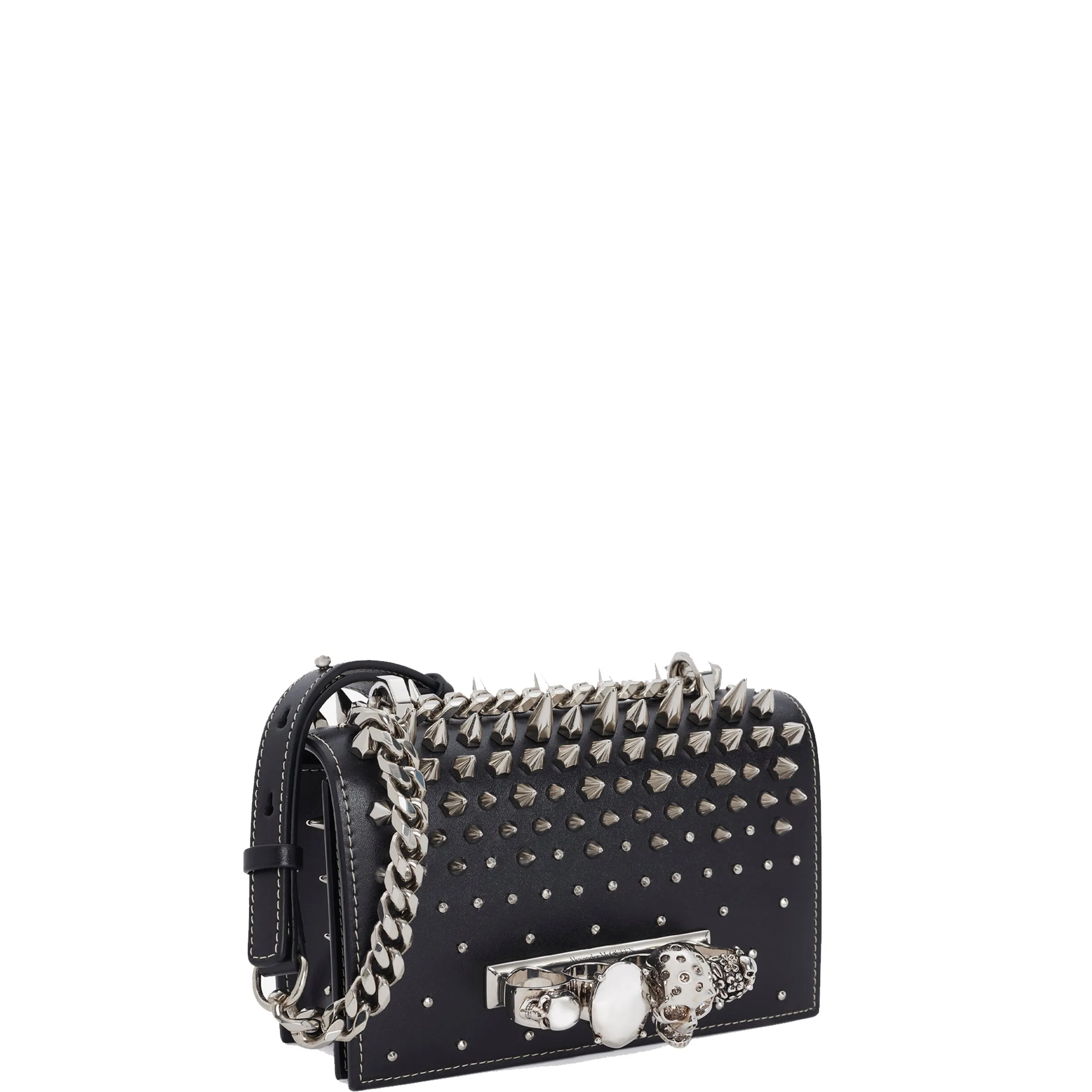 Jewelled Knuckle Satchel Mini, Black