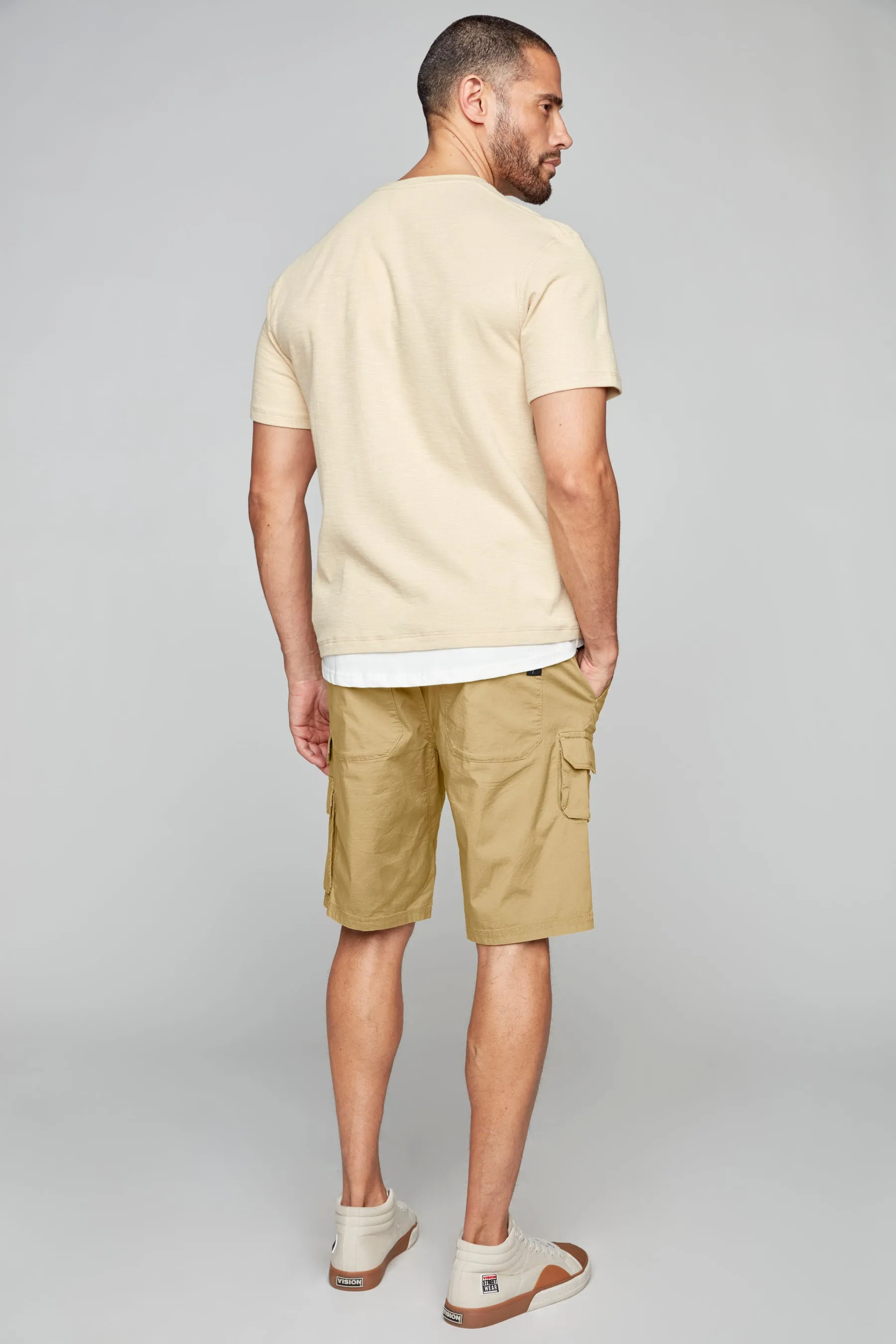 JUDE - Mens Multi Cargo Ripstop Shorts - Beige