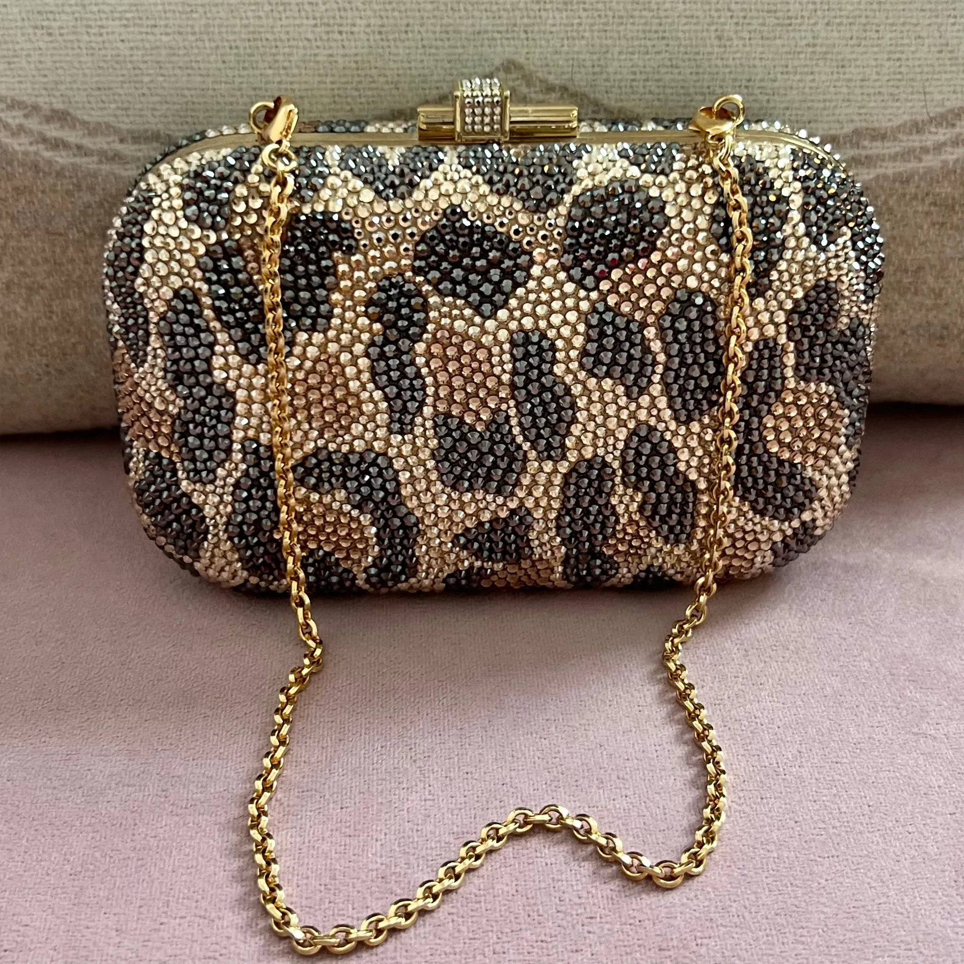 Judith Leiber Leopard-Print Fine-Crystal Embellished Clutch