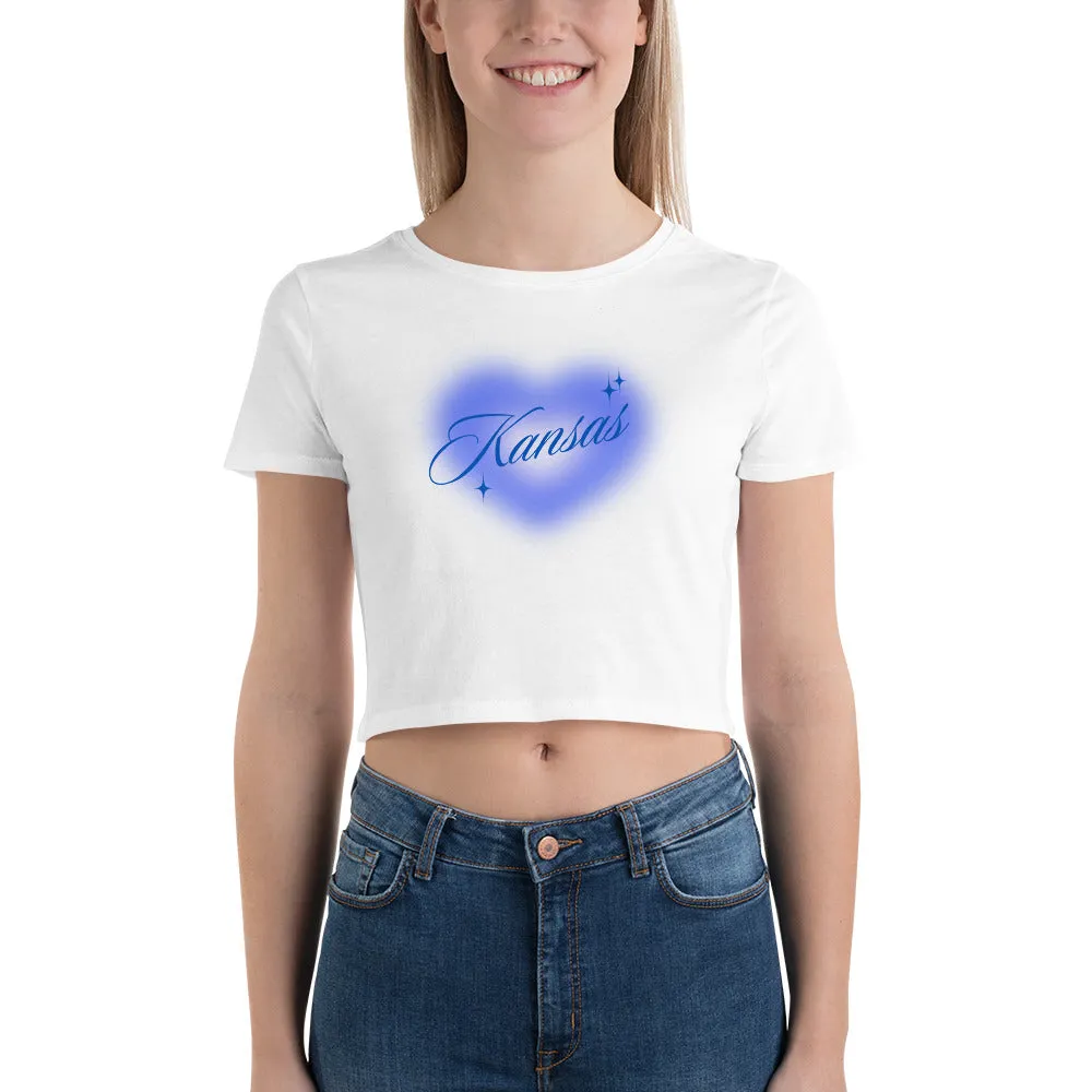 Kansas Airbrush Heart Crop Tee