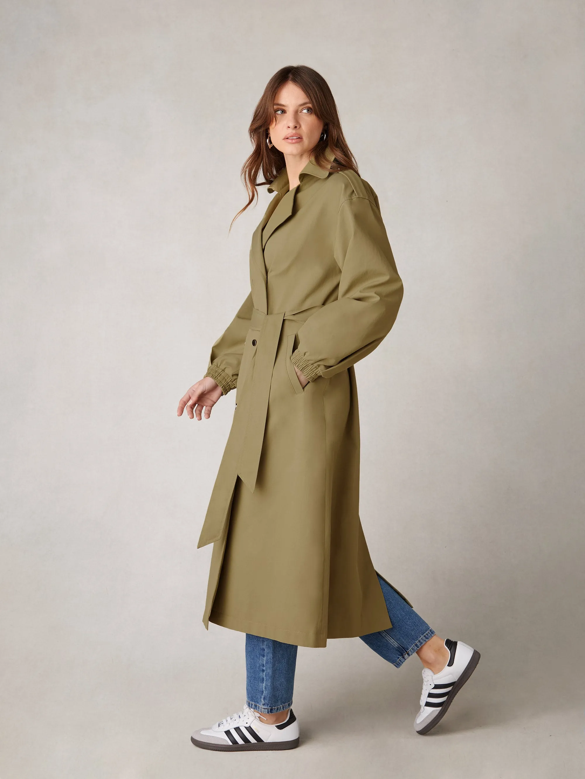 Khaki Belted Trench Coat